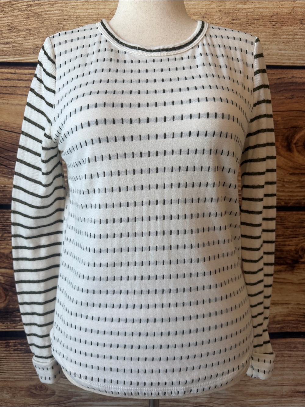 Staccato White and Black Striped Crew Neck Sweater
